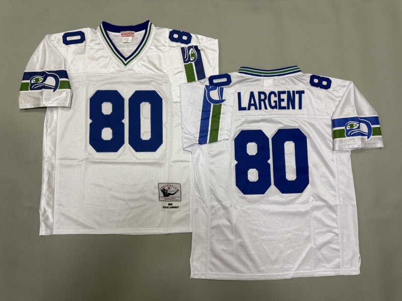 Men 2025 Seattle Seahawks 80 Largent white Throwback Limited NFL Jersey style 001